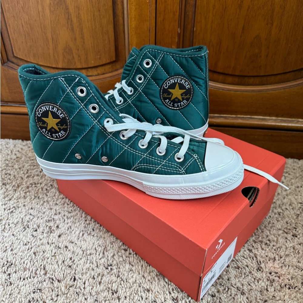 Converse Quilted Green High-Tops Women's 8/Mens 6 BRAND NEW IN BOX